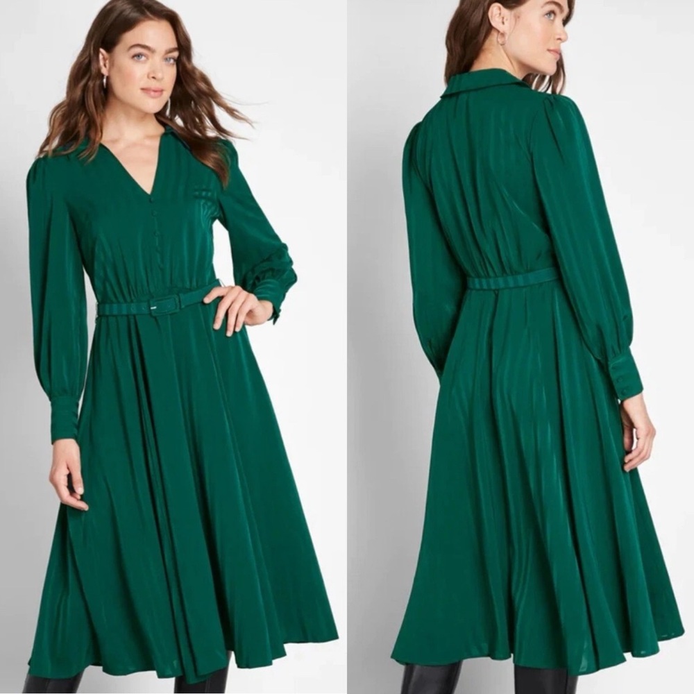 Modcloth Womens Classy Announcement A-Line Dress Green Size 18 Academia Coquette